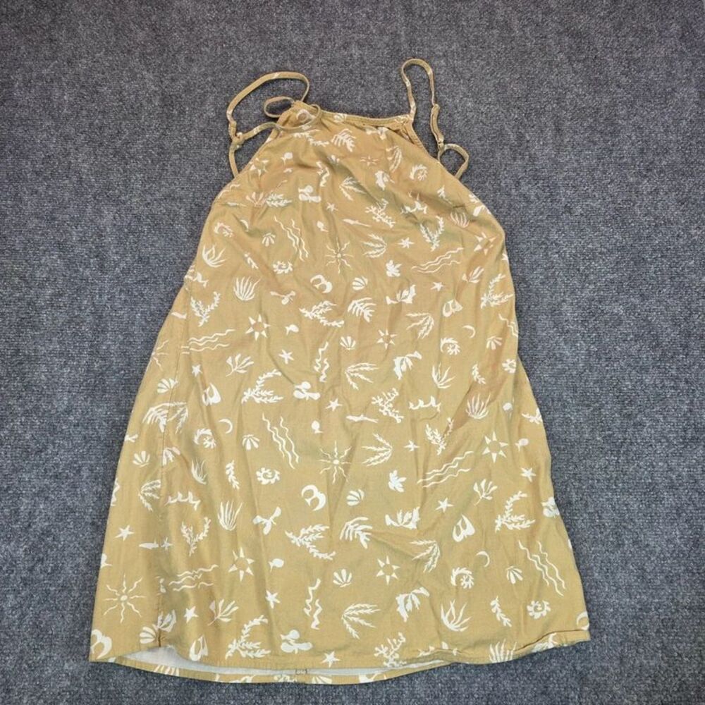 Women’s Tan Botanical Print Strappy Mini Dress Size Medium